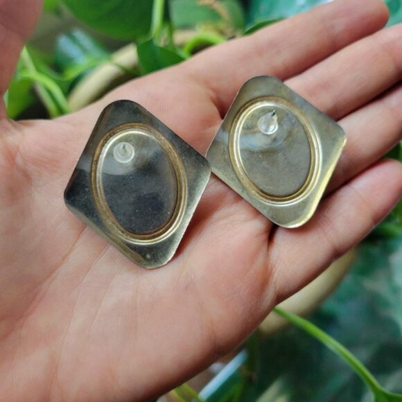 Vintage Modernist Chunky Stud Earrings - Picture 12 of 12